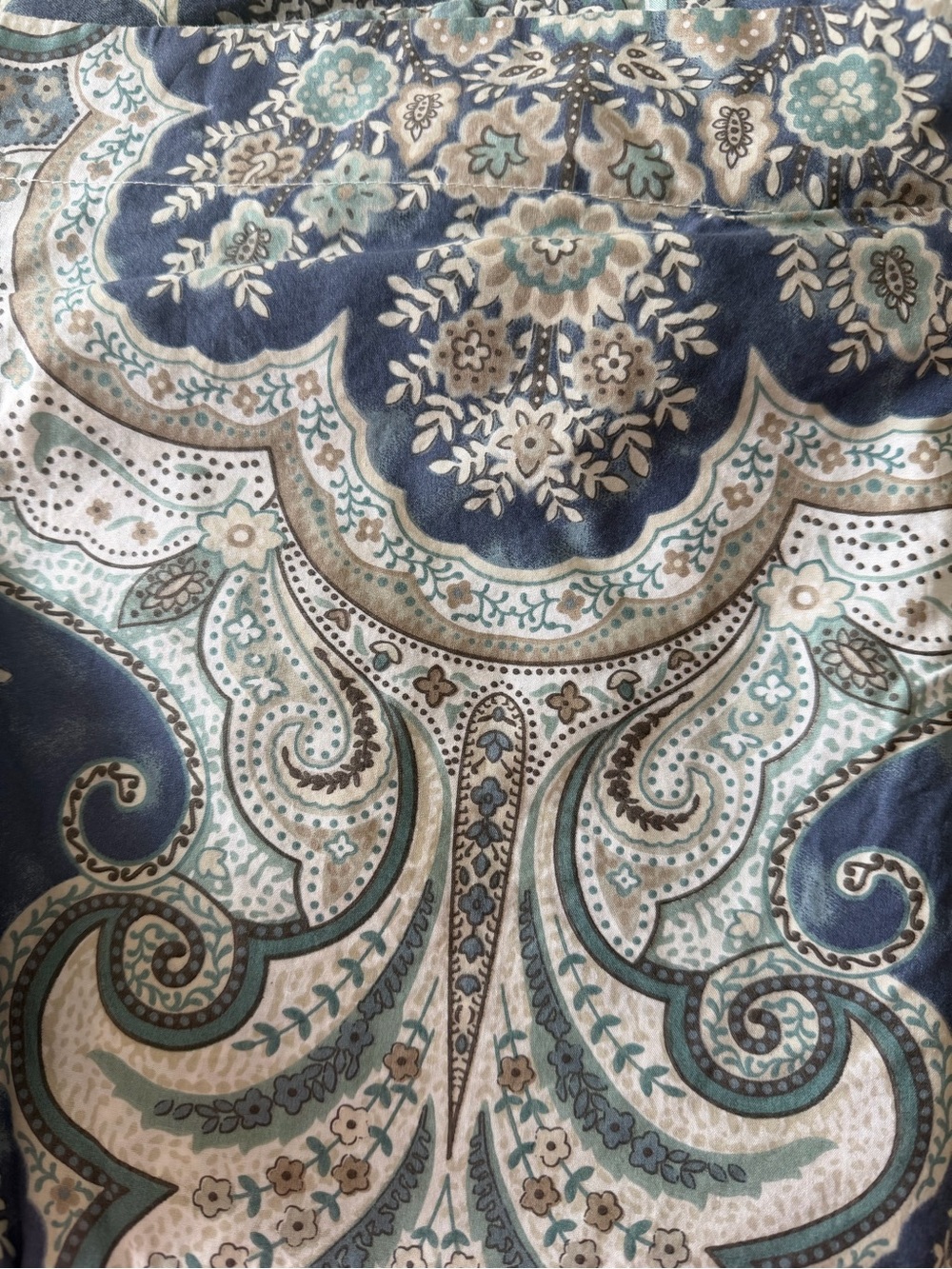Pottery Barn Blue and Beige Paisley King Size Duvet Cover and 2 King Shams
